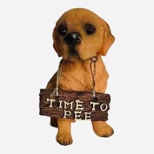 Dog Mate Labrador Puppy Figurine 4.5" Time To Pee Resin Statue Brown Orange VG